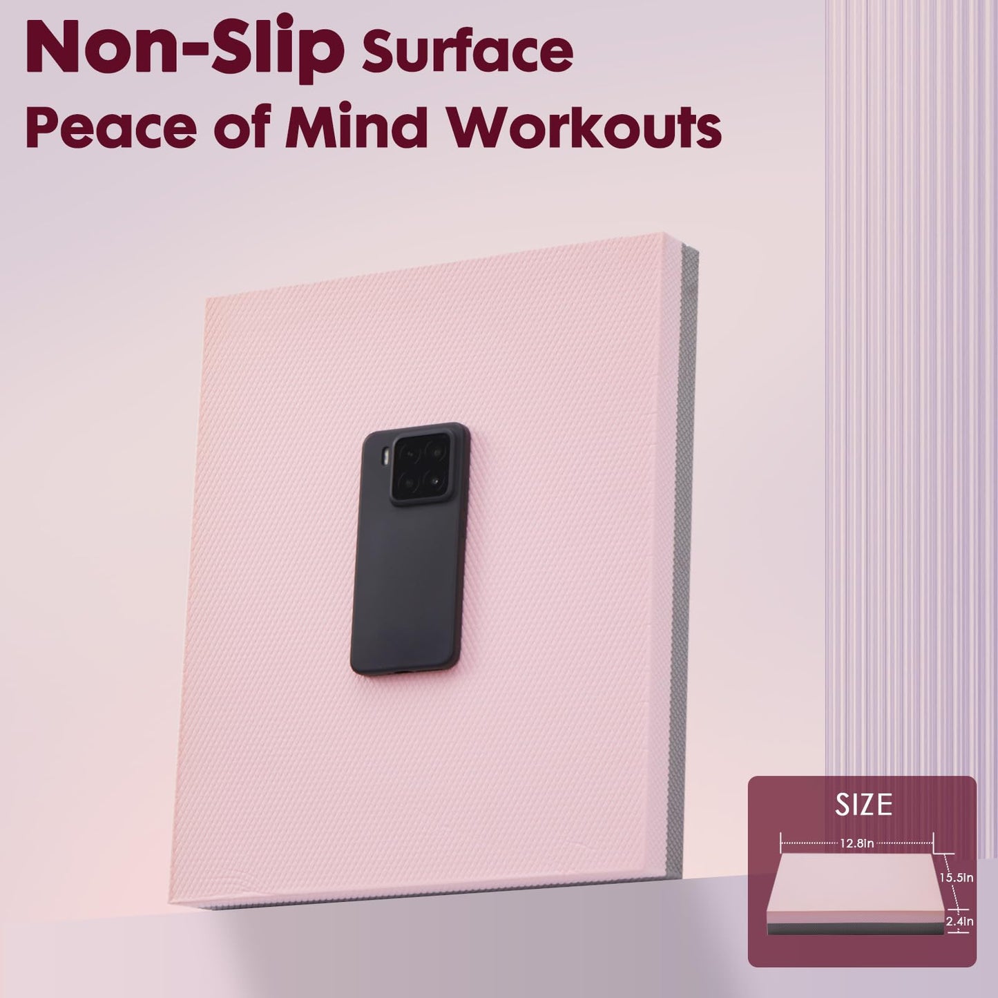 Balance Pad- High-Density Foam Cushion Mat for Yoga, Exercise & Fitness, Non-Slip Stability Trainer for Core Workouts, Thick Foam Balance Board (16x13x2.4 Inches, Pink & Gray)