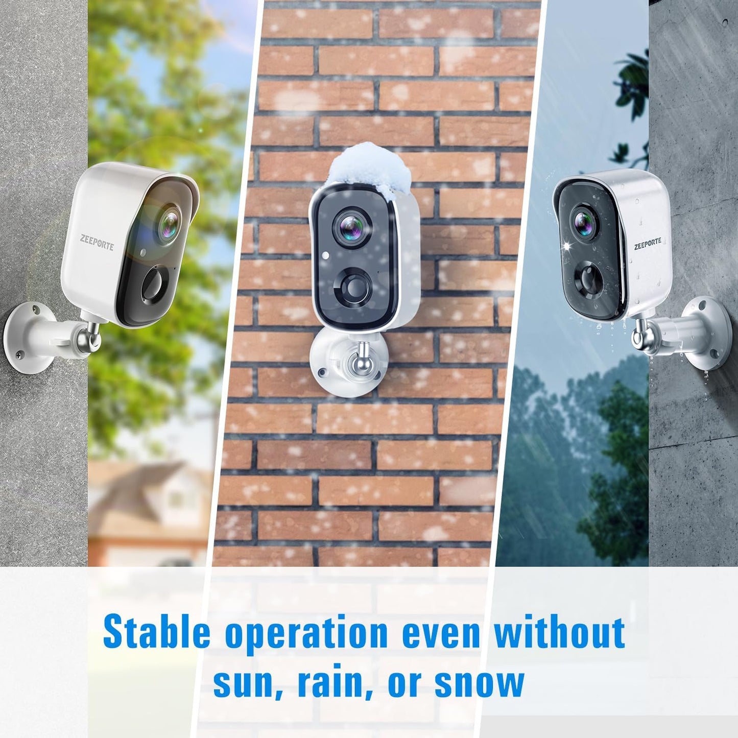 ZEEPORTE SECURITY 2K Security Cameras Wireless Outdoor, Cameras for Home Security with Color Night Vision, SD/Cloud