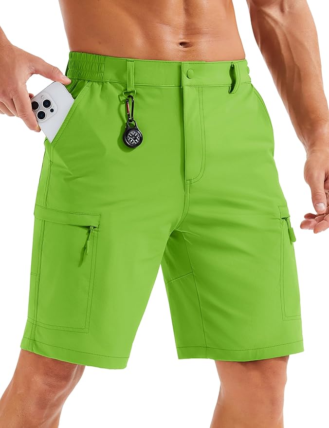 MAGCOMSEN Men's Hiking Cargo Shorts Quick Dry Lightweight 9" Golf Shorts Summer Casual Work Outdoor with 5 Zipper Pockets