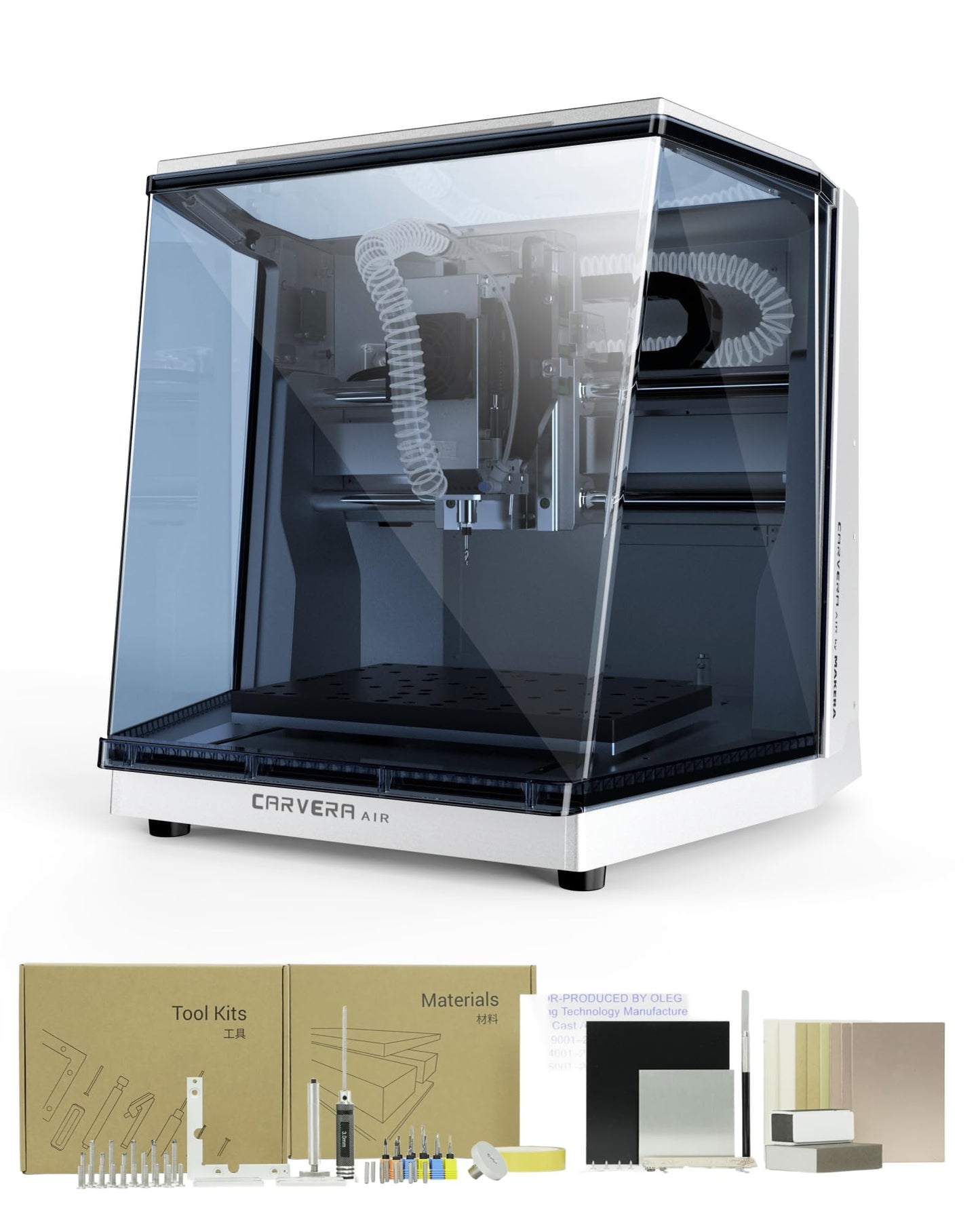 Carvera Air Desktop CNC Machine with Makera CAM, Enclosed Mini CNC Mill with Quick Tool Changer, Auto Probing, Closed-Loop Stepper Motor, High Precision 3 Axis for DIY Makers Workshops Metal Wood PCB
