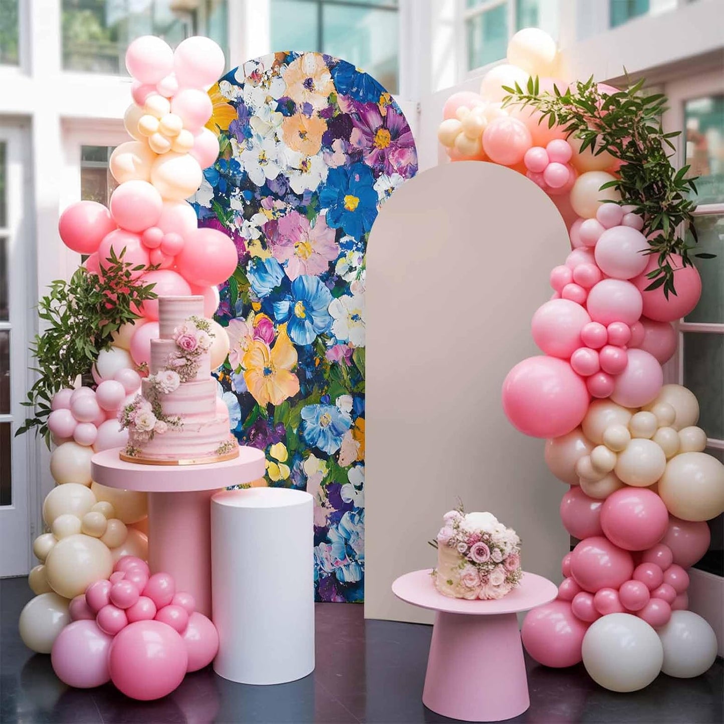 Jnbasdffb 7.2 Spring Floral Wedding Arch Cover,Stretchy Spandex Arch Backdrop Stand Covers FT,Oil Painting Flowers