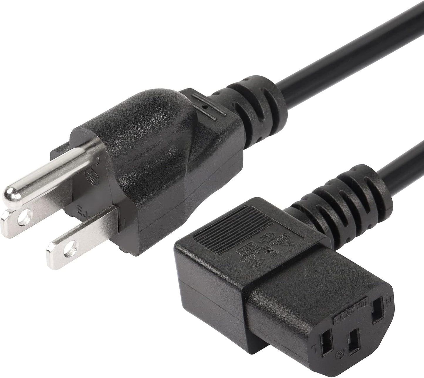 CERRXIAN 4.92FT 18AWG 3 5-15P 90 320 C13 10A/125V, Right Angle Prong Computer Power Cord, NEMA to Degree IEC Monitor TV