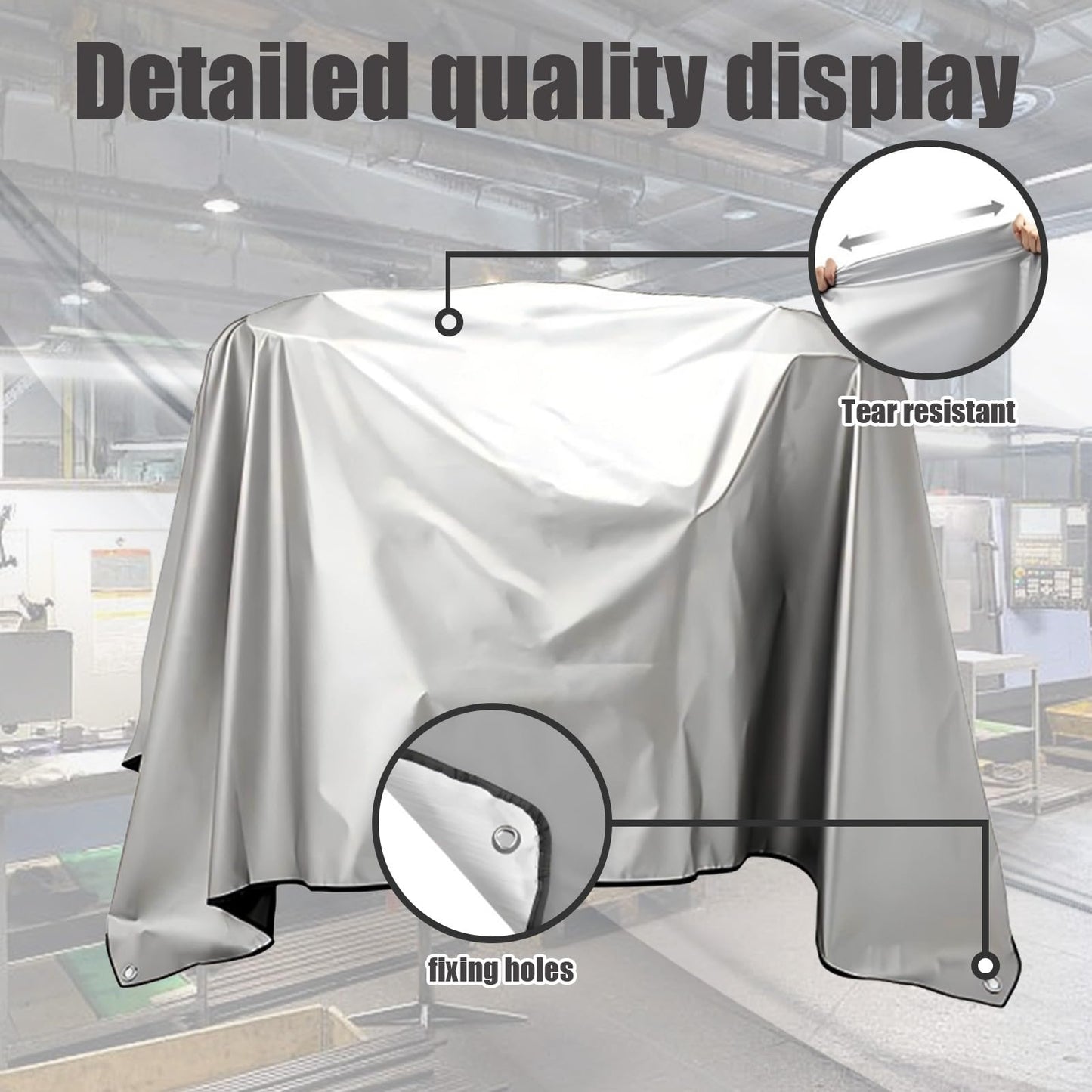 TOTOCOVE Jumbo Machine Cover - Breathable, Rust Preventing, Water & Dust Proof, Tear Resistant Silver (Silver+Black, 57.87*38.58)