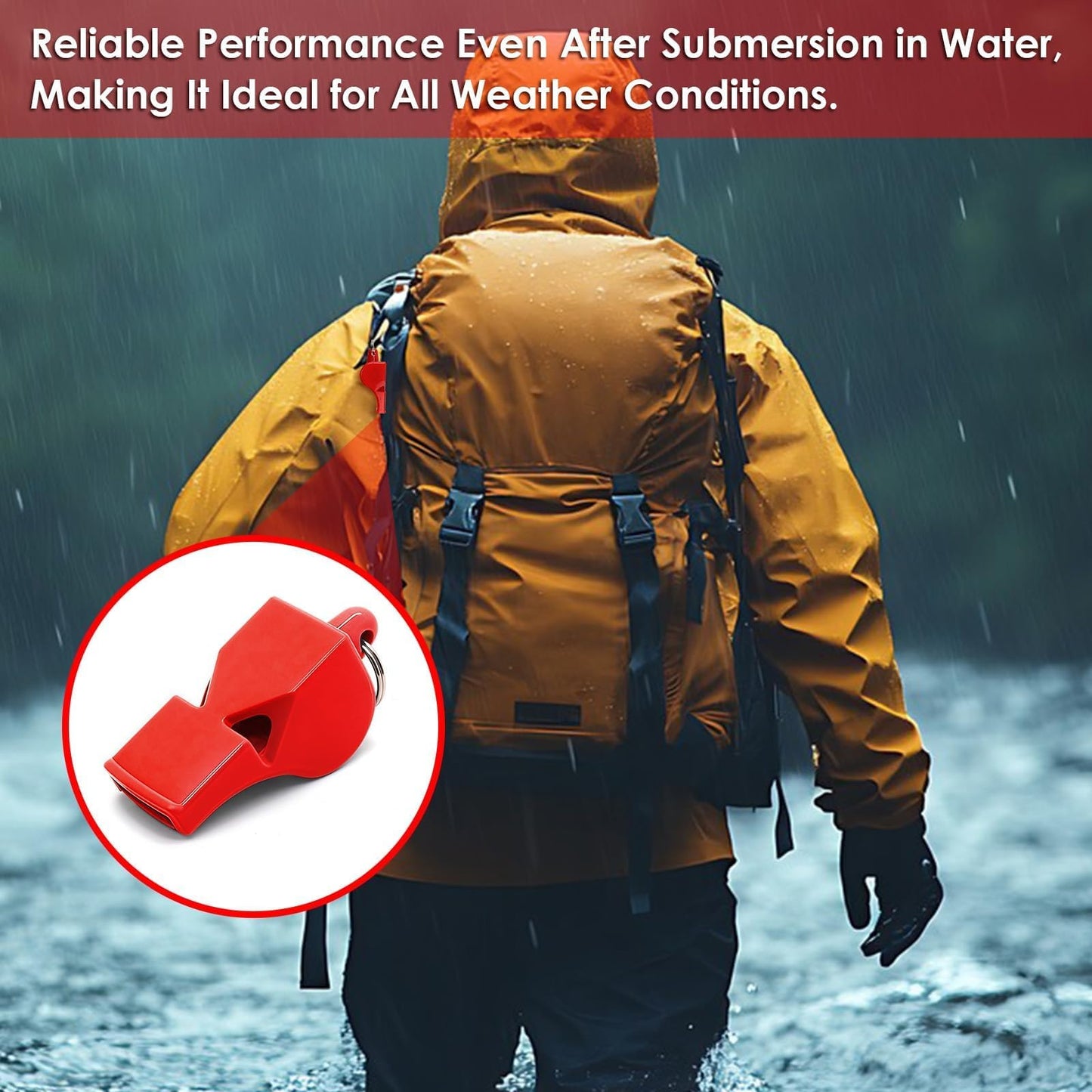 smrtcol Emergency Whistles with Lanyard Red Safety Whistle for Lifeguard Outdoor Emergency Camping Hiking Boating Loud Signaling Whistles 5 Pack