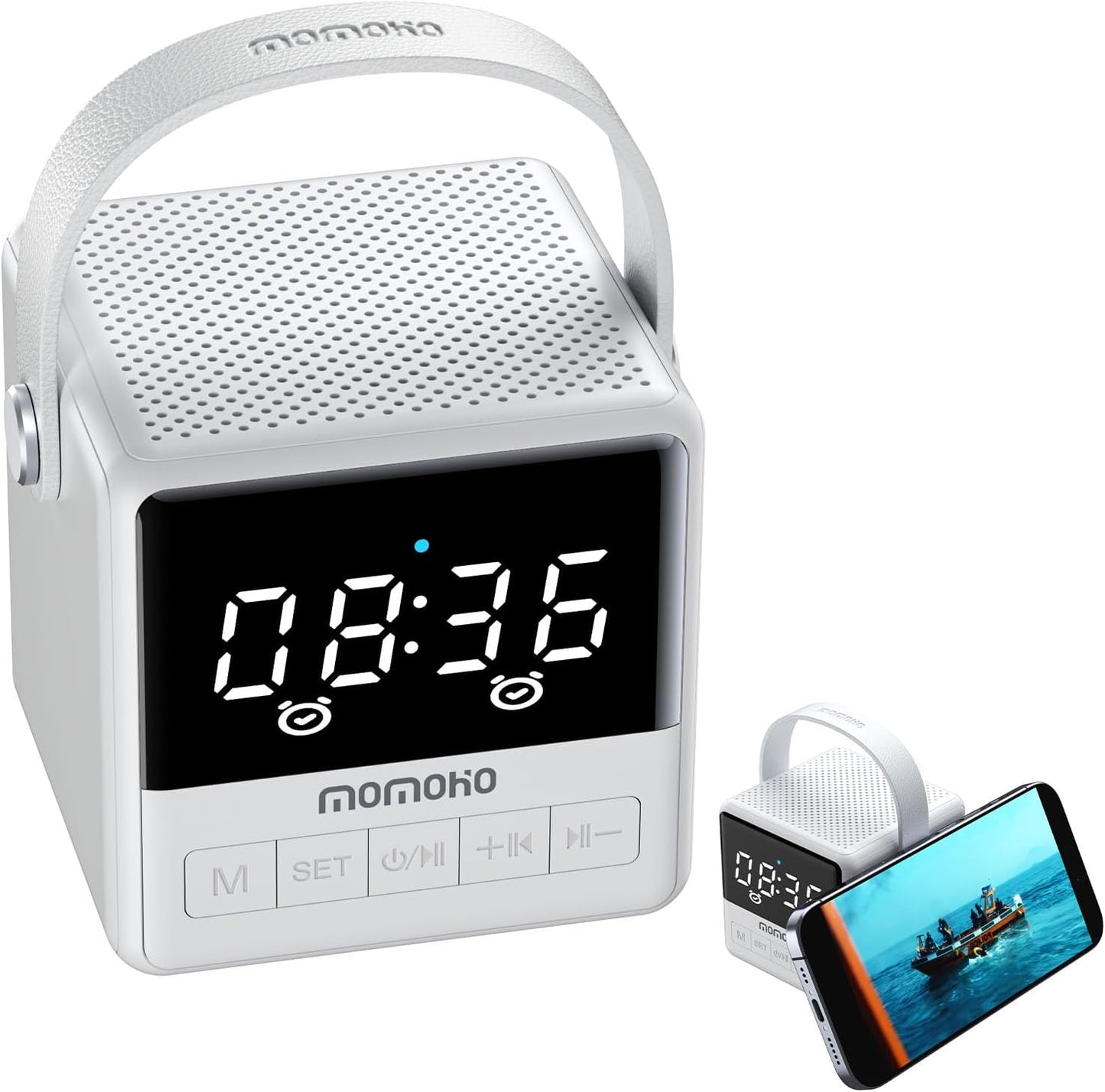 MOMOHO 50ft 5.2, Portable Bluetooth Speaker with Time Display, Portable Wireless Speaker, TWS Stereo Sound, Bluetooth