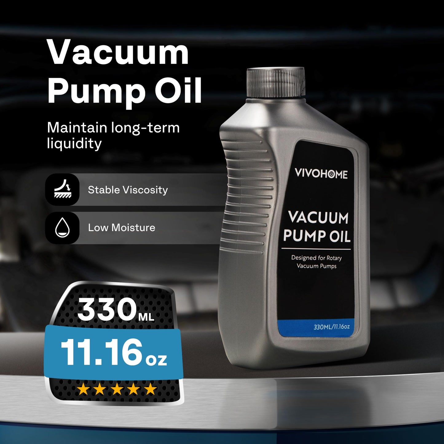 SPECSTAR 3/4 HP 7.2 CFM 110V Dual Stage Rotary Vane HVAC Air Vacuum Pump with VIVOHOME 2 Pack Premium High Vacuum Pump Oil 330ml/11.16oz