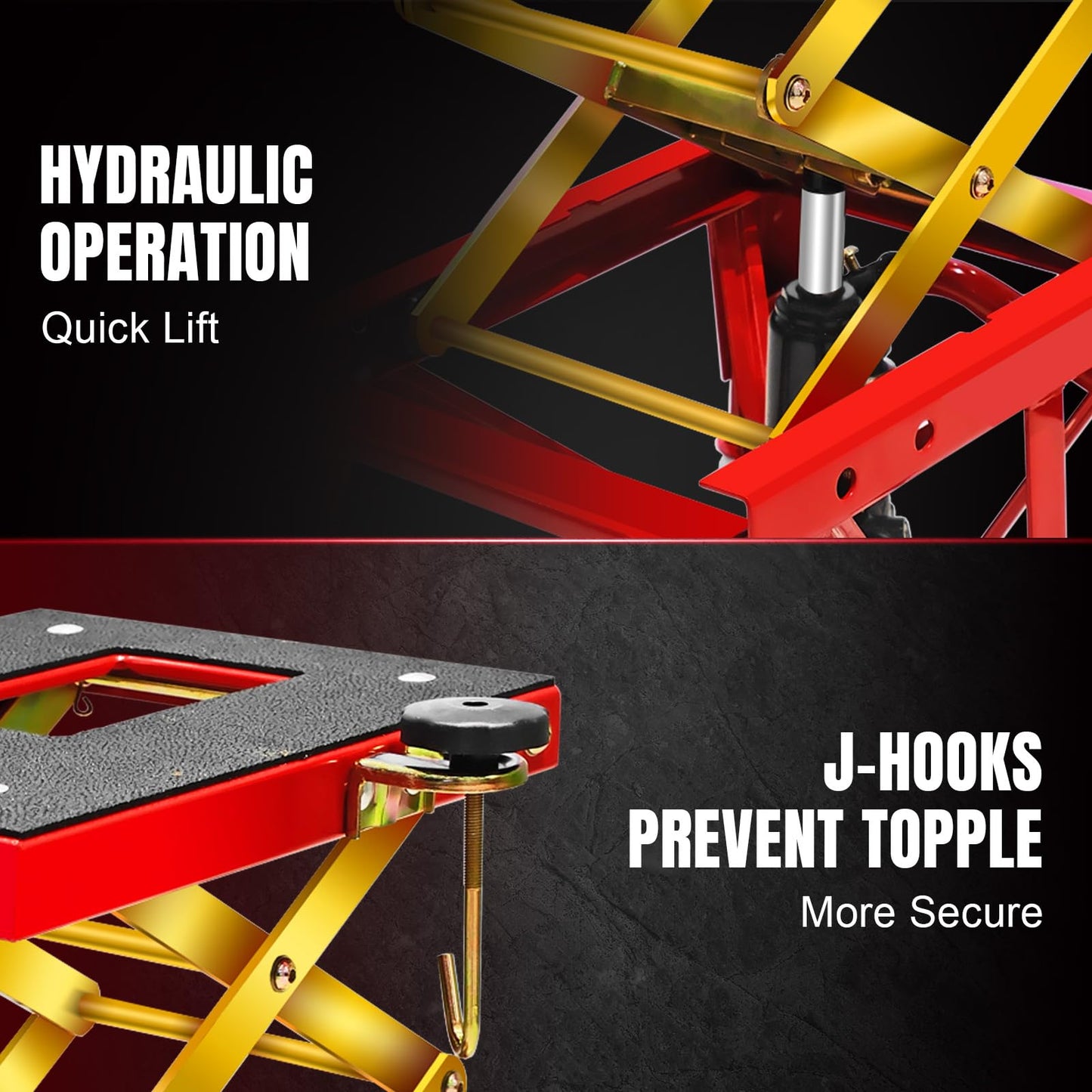 Jack Boss 350 Lbs Motorcycle Lift Jack Table, Hydraulic Foot-Operated Scissor Lift Jack for ATV Dirt Bike, Motorcycle Stand with 4 Wheels