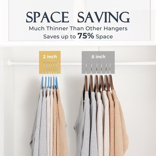 HOUSE DAY Velvet Hangers - Non-Slip Heavy Duty 60 Pack in Tranquil Blue | Slim Space-Saving Design with 360° Rotating Hook