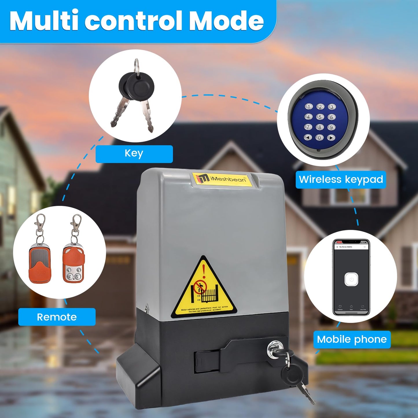 5000LB WiFi Sliding Gate Opener App Control,1200W Heavy Duty Automatic Slide Gate Motor Gear Rack Driven with 4 Remotes,Keypad,IR Sensor,Complete Operator System Kit for Sliding Gate Up to 100FT