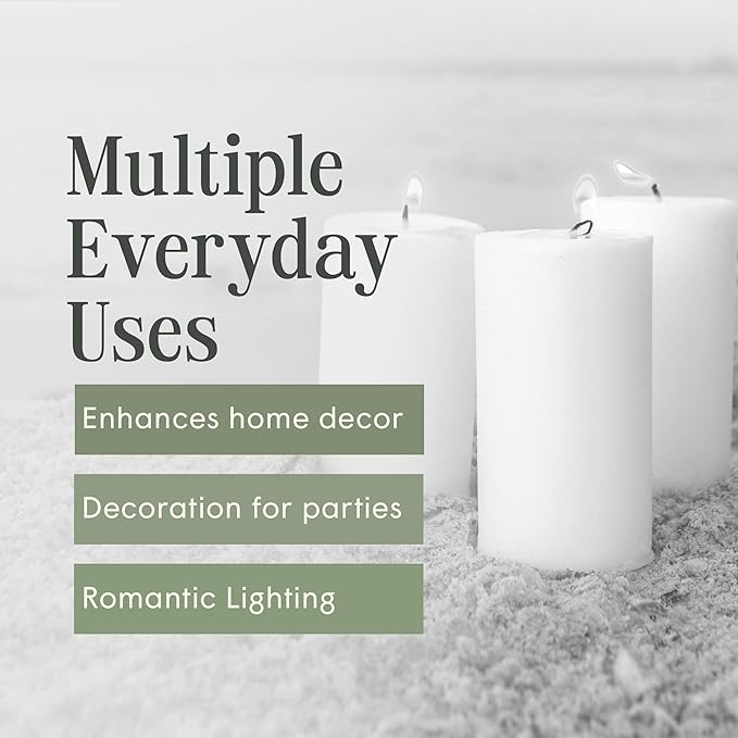 Mister Candle Citronella Candles, Ideal for Outdoor & Indoor, 3x6 Pillar Candles Set of 3, Hand Poured White, Premium Wax & Dripless, 60 Hour Burn Time