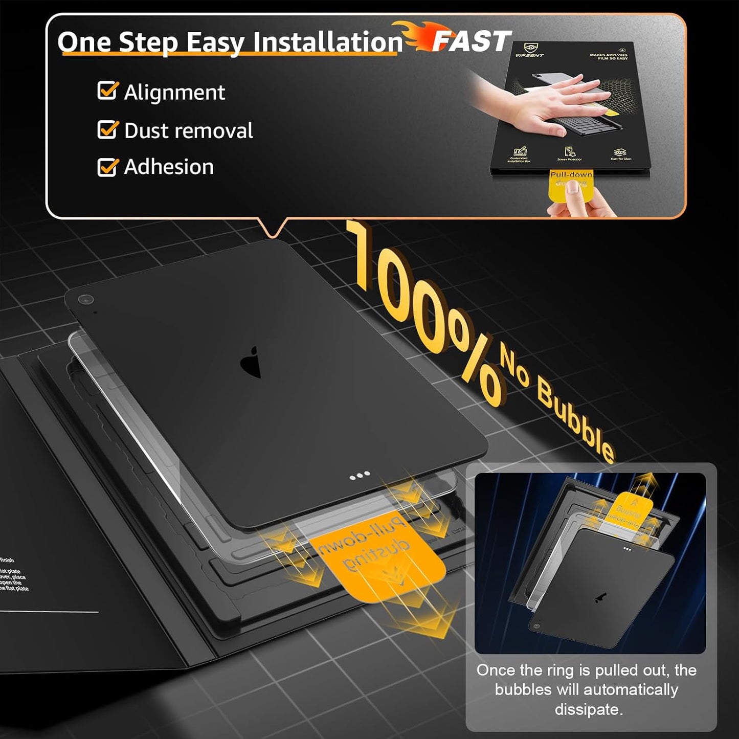 Vipsent 2-Pack 11th A16 11-in. /10th 10.9-in. (2025/2022) 9H+ Glass Screen Protector for iPad Generation Military