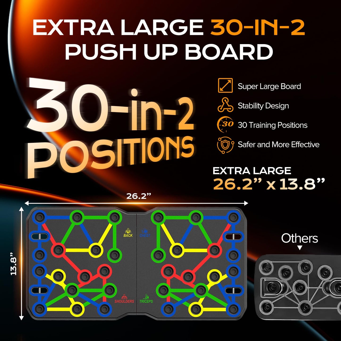 AERLANG Extra Large Push Up Board 26.2" x 13.8", Portable 30-in-2 Workout Set for Push Up, Multi-functional Pushup Stands for Strength Training, Fat Burning Push Up Bar for Home Gym
