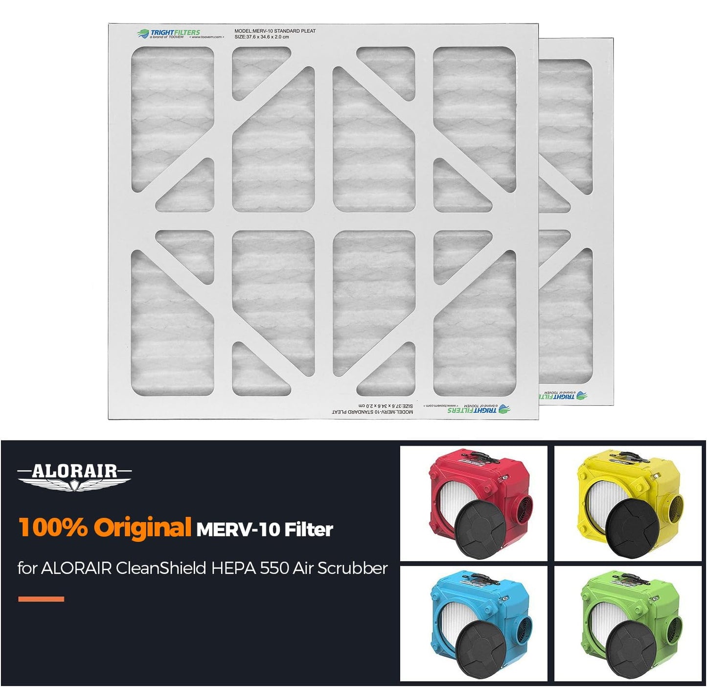 ALORAIR MERV-10 Filter Replacement Set for CleanShield HEPA 550 Air Scrubber (10 Pack)