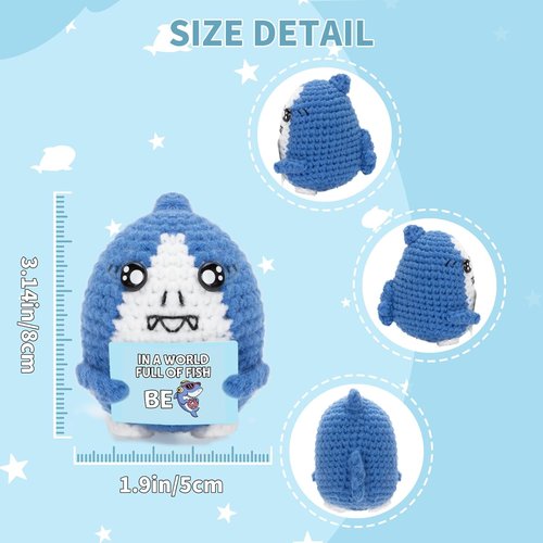 FunisFun Crochet Shark Gift - Positive Handmade Decor for Shark Lovers | Motivational Birthday Present