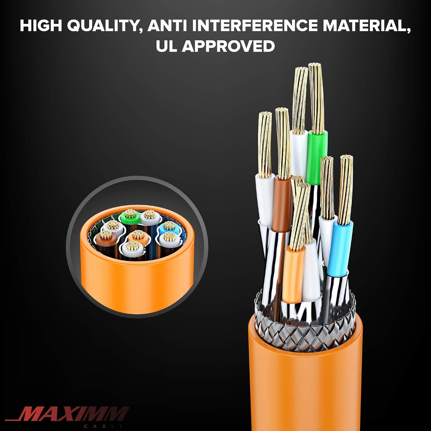 Cat7 100 RJ45 600MHz, 10Gbps Ethernet Cable ft High-Speed LAN Internet Patch Cord, Flat Design, Gold-Plated Connectors