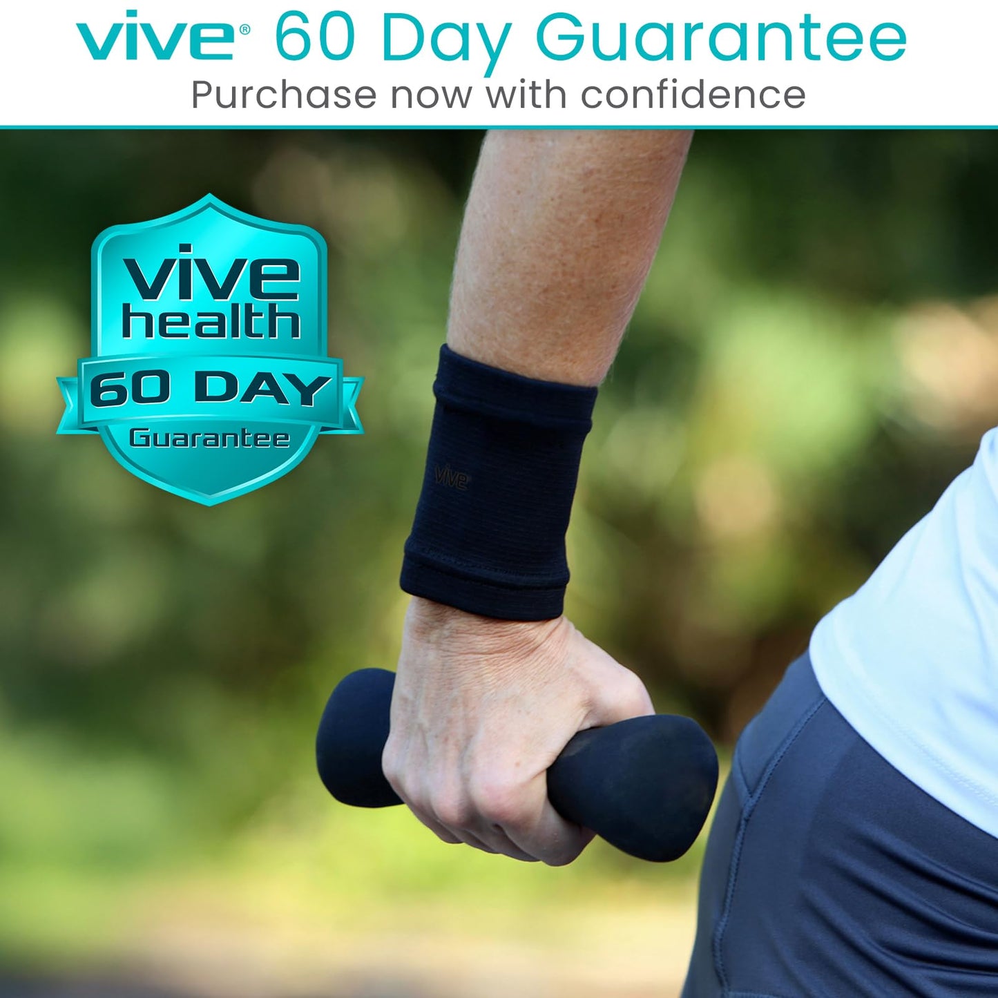 Vive Wrist Compression Sleeves for Women & Men (Pair) - Elastic Support Wristband for Pain Relief & Circulation - Wrist Support for Carpal Tunnel, Arthritis, Tendonitis - Great for Sports Injury