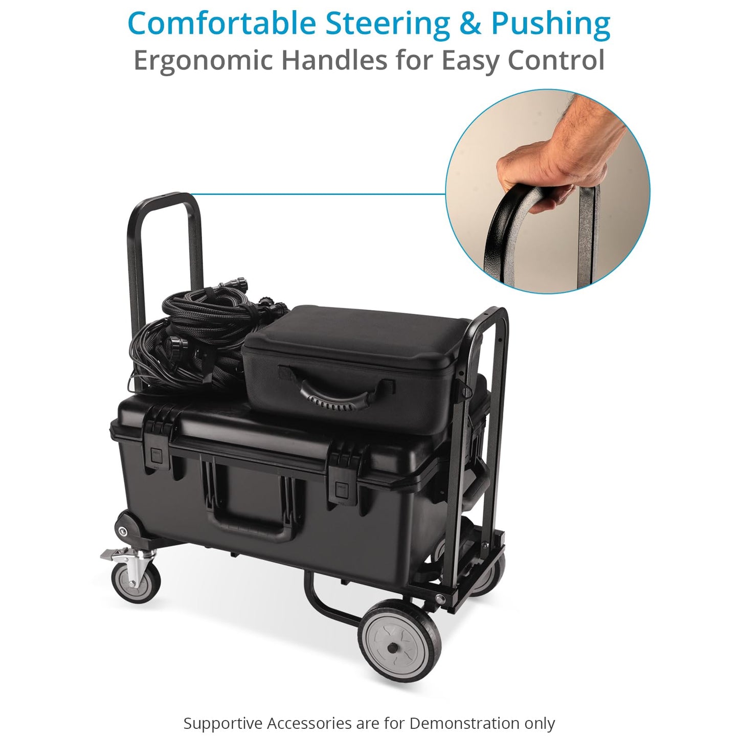 PROAIM Vanguard Nano 8-in-1 Adjustable Foldable Cart with Wheels. Equipment Platform Truck, Hand Trolley, Luggage Utility, Roller Moving Cart. Extends 24.4" to 39". 150kg/330lb Payload (CT-VNGD-UCN)