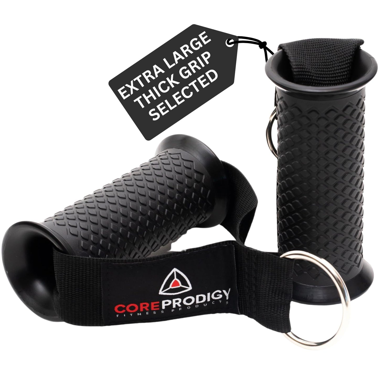Core Prodigy Heavy Duty Exercise Handles Extra Large Size - Grip Attachments for Cable Machine Pulleys, Gym Equipment, Resistance Bands, and Weight Lifting (Fat/Thick)
