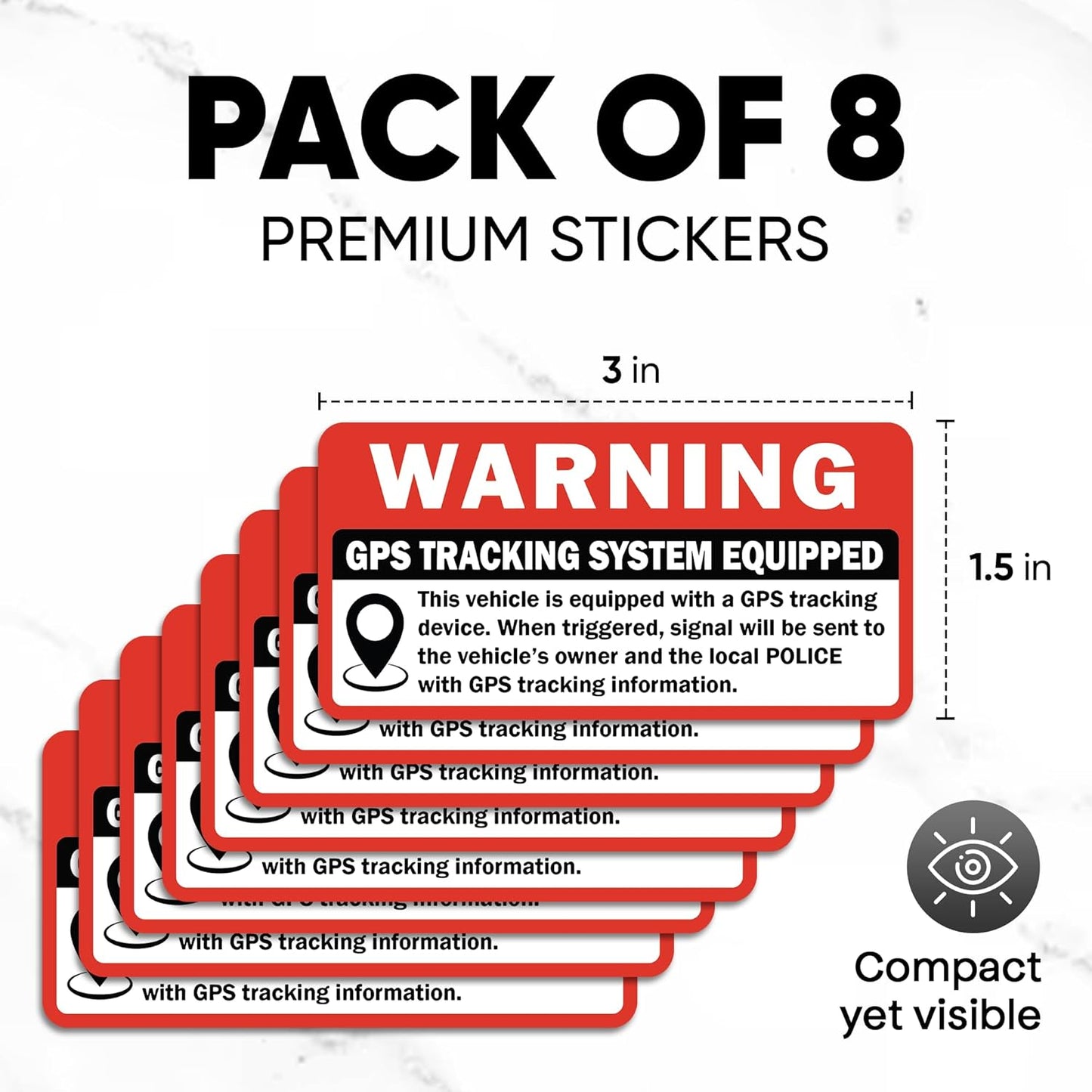 Sticky Expressions (8 3" 1.5" GPS Tracking Sticker For Car Pcs), Size by - Strong Adhesive, Durable, Waterproof, UV
