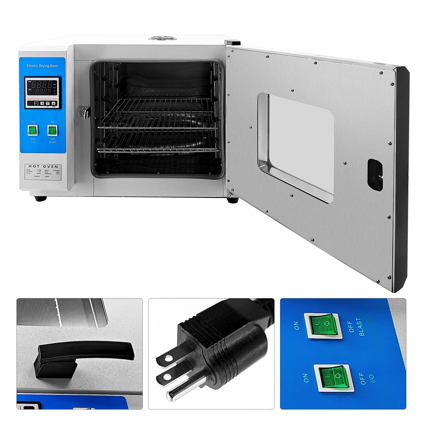 Censeanku 110V 60Hz Digital Forced Air Convection Drying Oven With Blower Fan & Constant Temperature, 14×14×14'' Stainless Steel Inner, Large Capacity 45L/12Gal