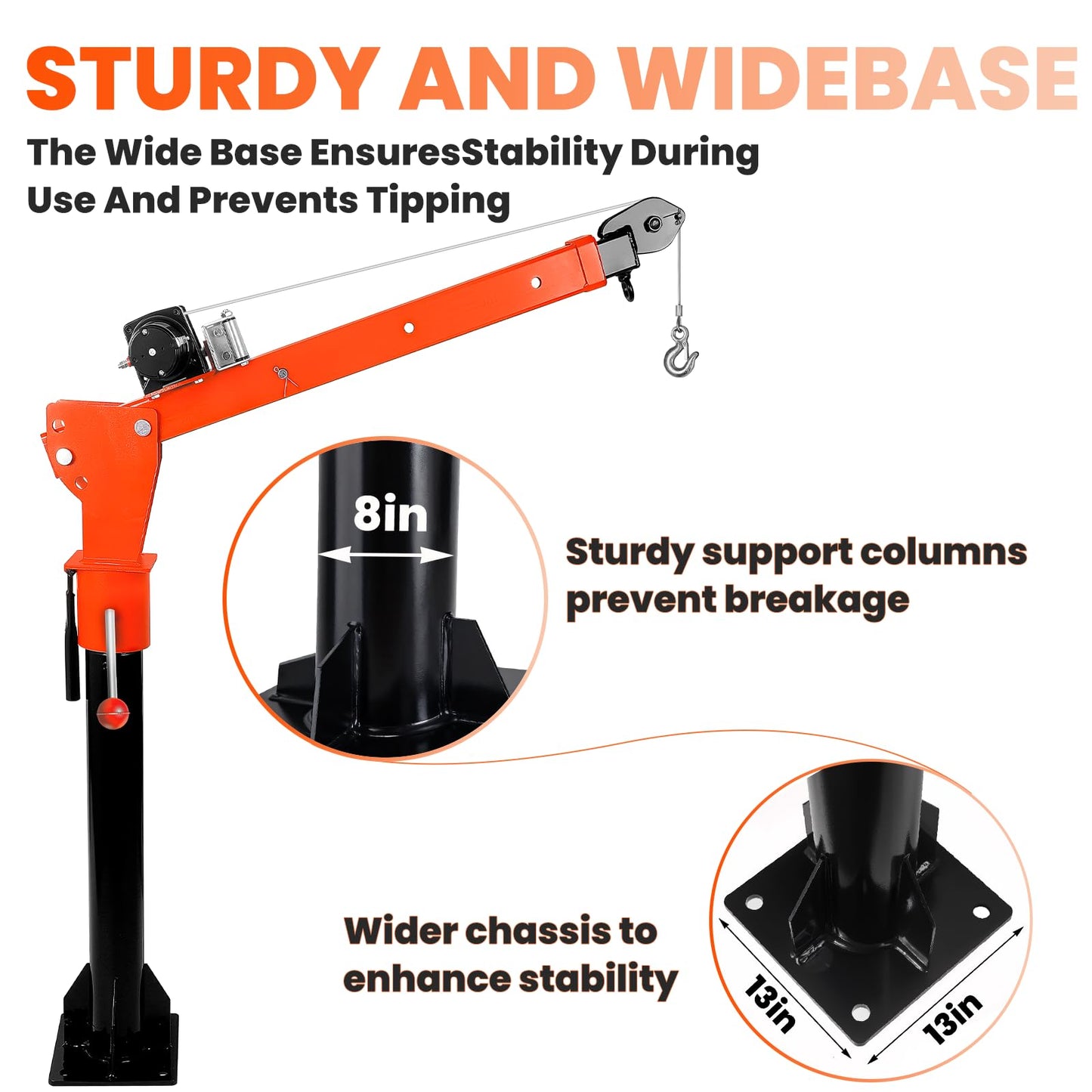 EQUCKKY 1600lbs Electric Pickup Truck Crane & 3500lbs Electric Winch, Folding Truck-Mounted Bed Crane Hoist, 360° Swivel, 3 Adjustable Boom, 12V DC, for Construction Auto Repair Complimentary Returns!