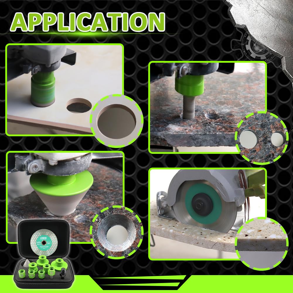 FACHLICH 3 inch Diamond Blade and Tile Hole Saw Kit Diamond - FACHLICH 11pcs 2-1/2" Diamond Core Drill Bits Set and 4.5" Diamond Cutting Grinding Blade