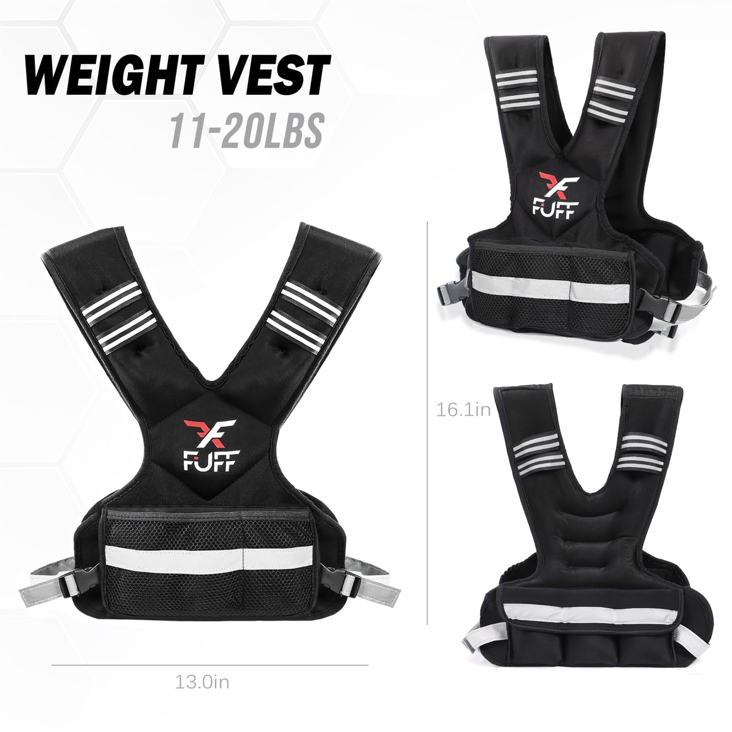 FUFF Weighted Vest Woman, 11-20 Lb Adjustable Weight Vest for Women Men, Female Strength Training Body Vest for Walking Exercise Running Workout
