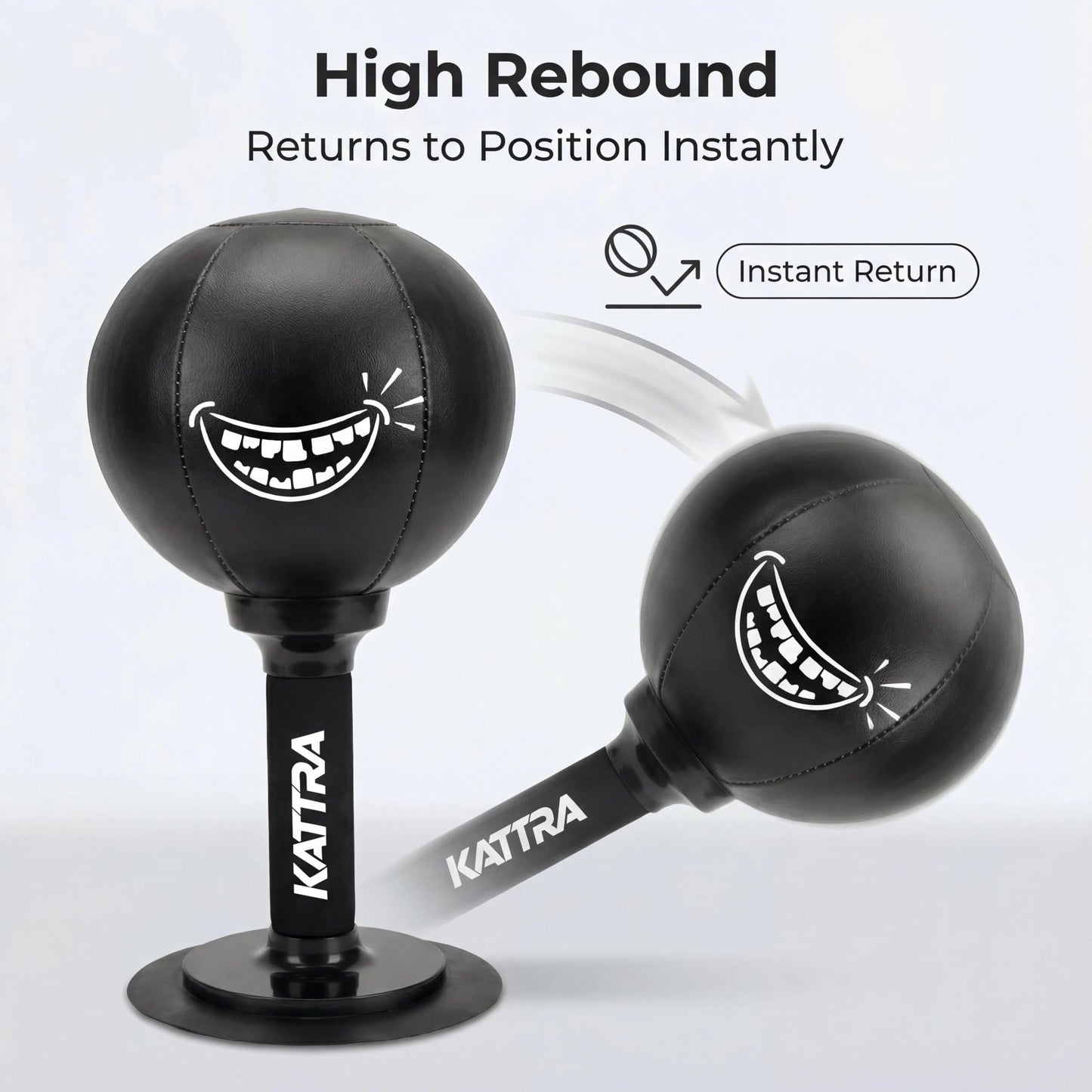 KATTRA Desktop Punching Bag with Suction Cup, Stress Relief Ball, Heavy Duty Grin Face Boxing Bag, Portable Mini Punching Bag,White Elephane Gift,