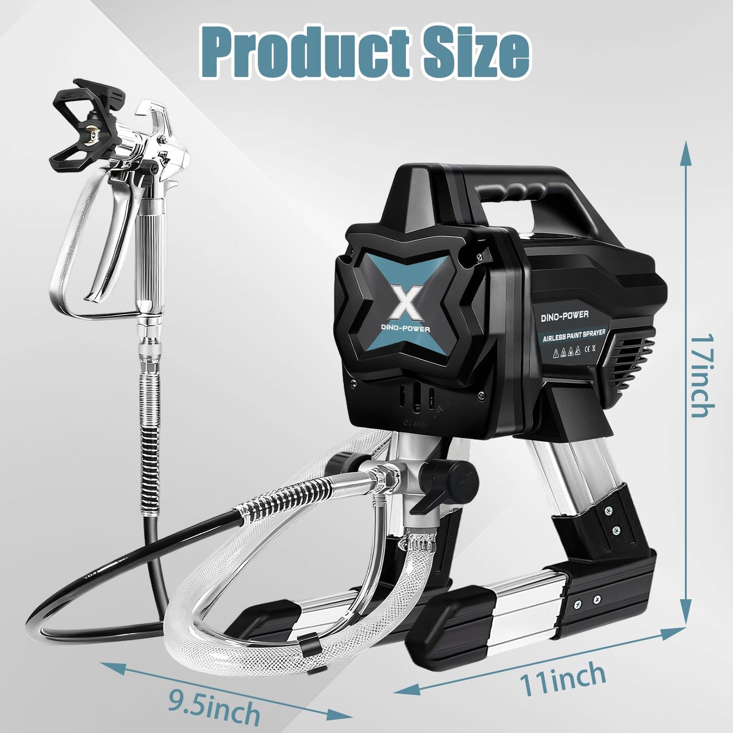 2900PSI Airless Paint Sprayer, 650W 7/8HP High Efficiency Airless Sprayer,0.24GPM Electric Paint Sprayer with Rod & Kits, Indoor/Outdoor DIY to Industrial Spraying (Black)