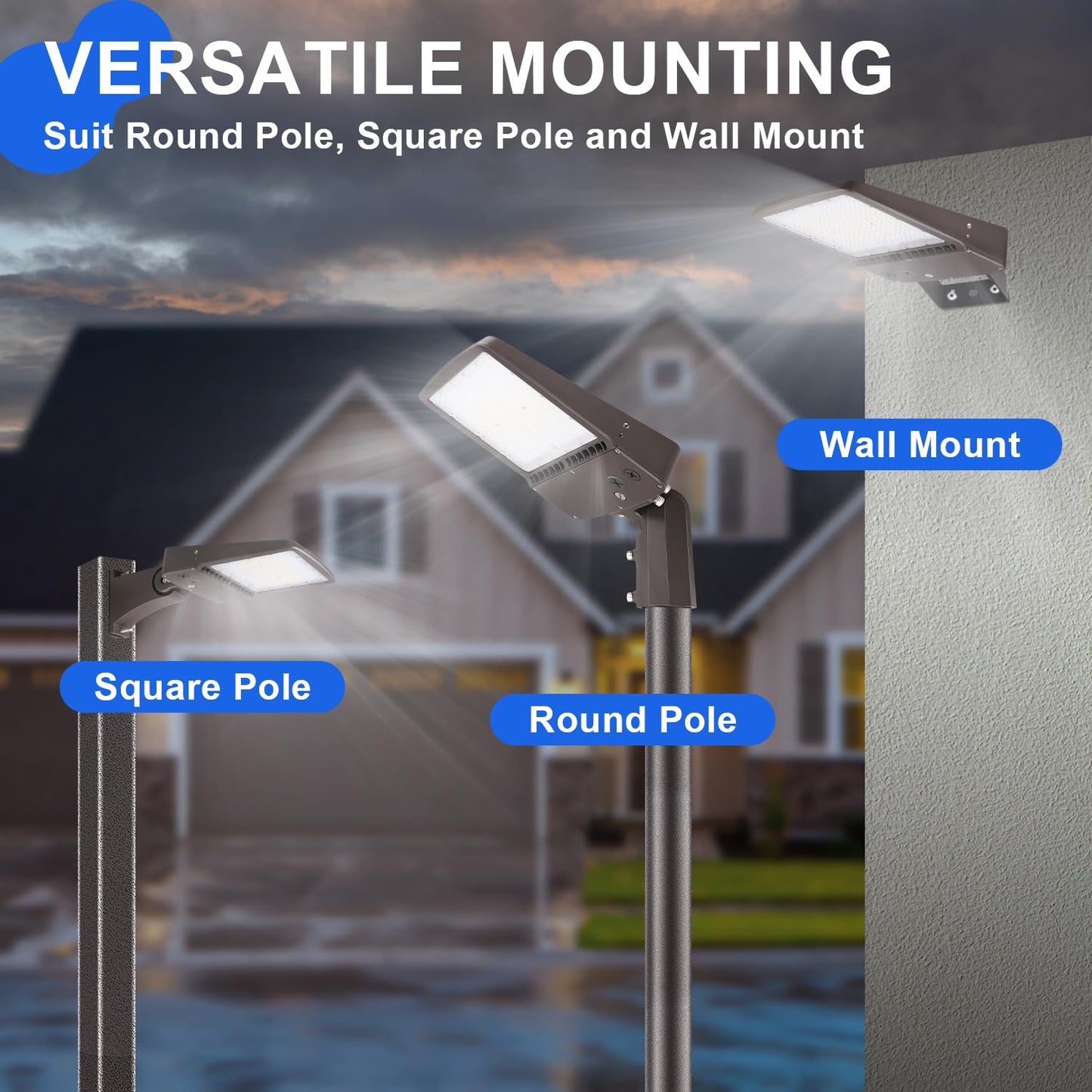 480V 150W LED Parking Lot Light, 5000K 21000LM [Eqv. 600W HPS] LED Shoebox Light with Direct Arm Mount, Dimmable Outdoor Street Area Lighting, IP65 10KV Surge Protection, AC277-480V