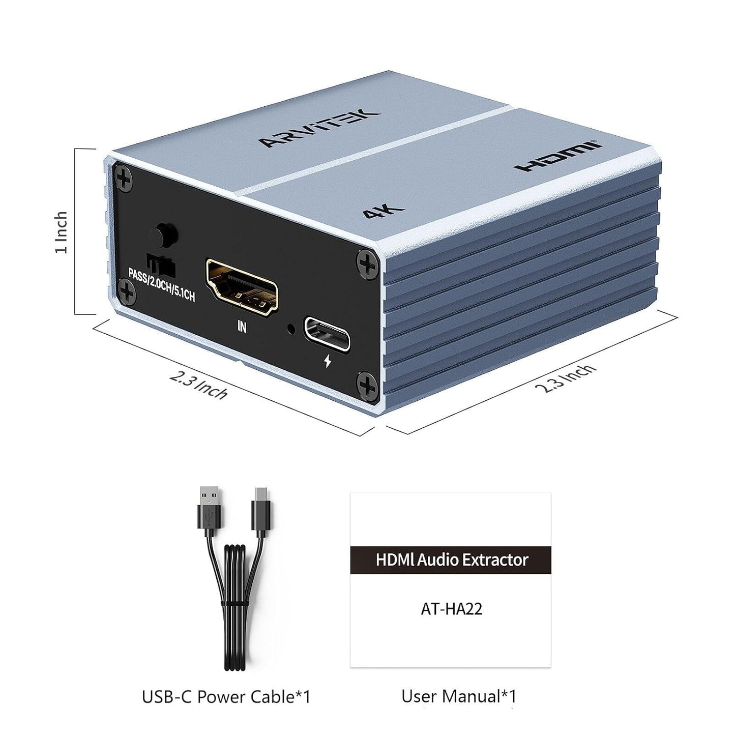 4k@60Hz, 192KHz 3.5mm HDMI ARC Audio Extractor HDMI Audio Converter with Optical S/PDIF & AUX Output for Blu-Ray