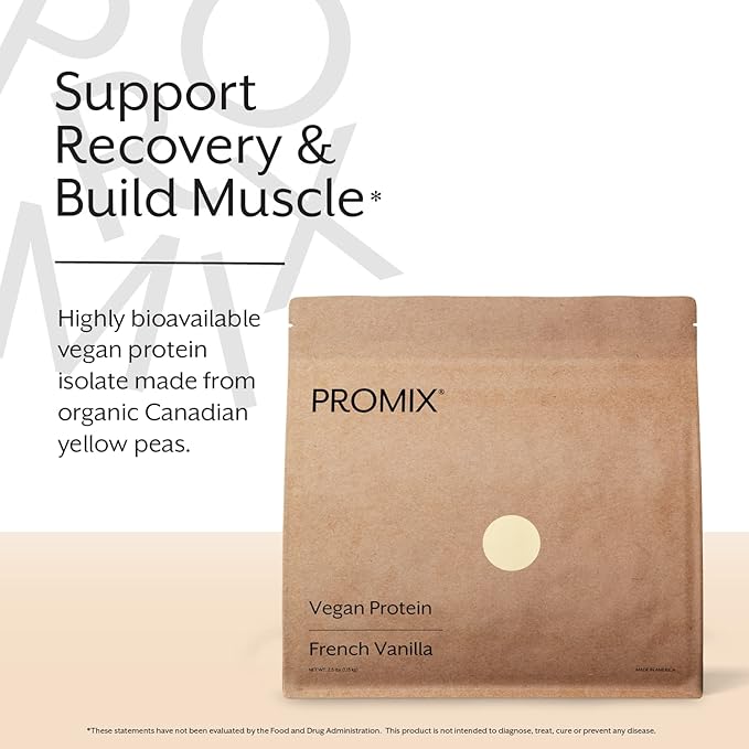 ProMix Nutrition Vegan Protein Powder, 25g Plant Based Organic Canadian Yellow Pea Protein, Vitamin B12, BCAAs, Gluten-Free - Vanilla, 2.5 Pound
