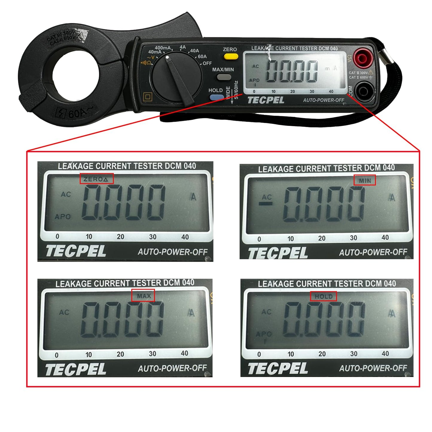 TECPEL DCM-040 AC Leakage Clamp Meter 10 μA high Resolution on 40mA Range
