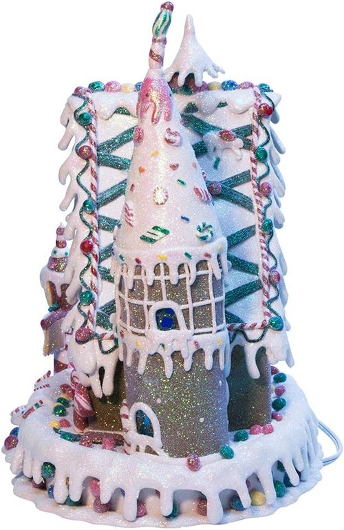 Kurt Adler Gingerbread Inn Decoration - 13-Inch Claydough Design with C7 Bulb Lighting