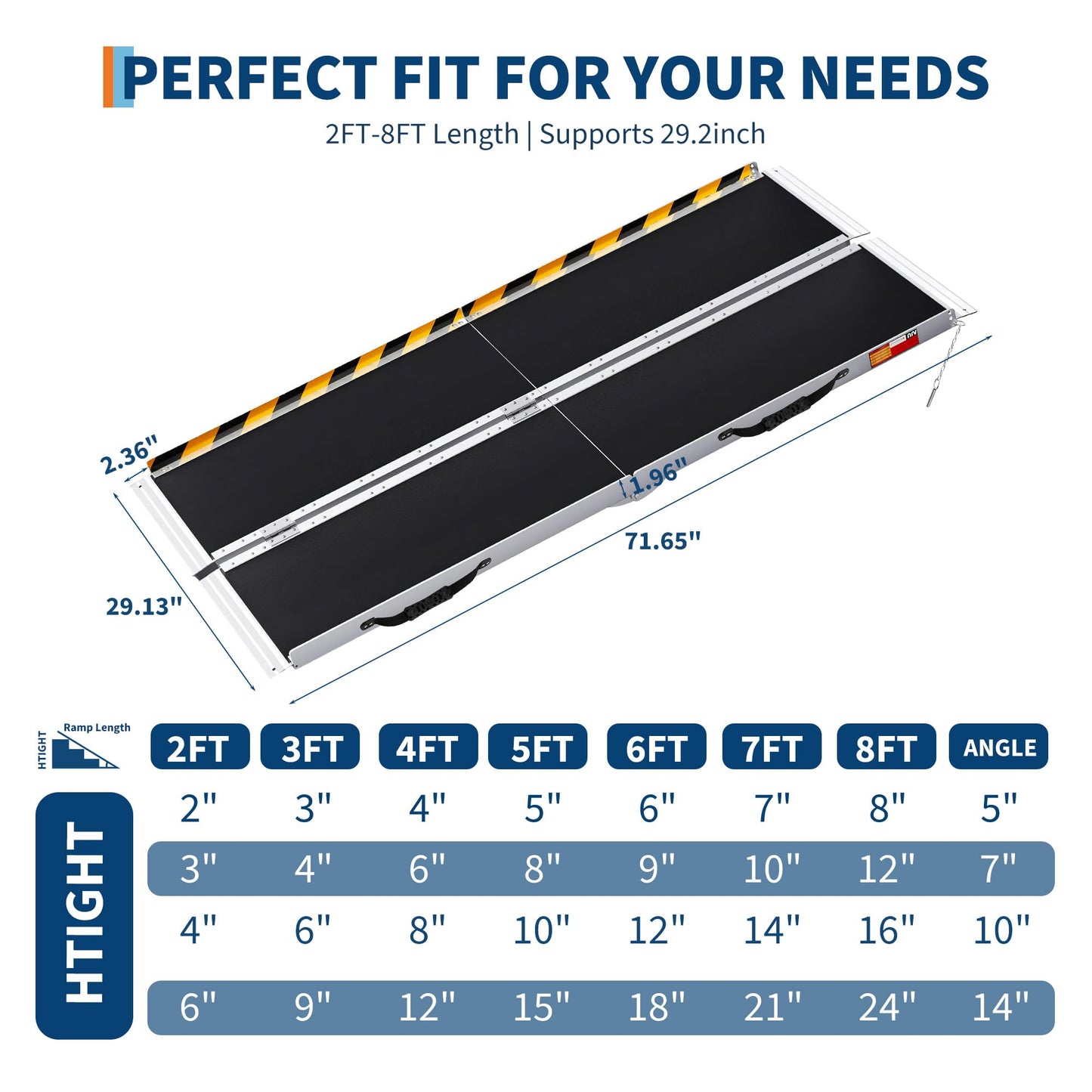 Aluminum Portable Wheelchair Ramp Folding Ramp w/Non-Slip Surface, Threshold for Home Steps, Scooter for Car, Doorways, Curbs & Stairs, 600 Lbs Capacity