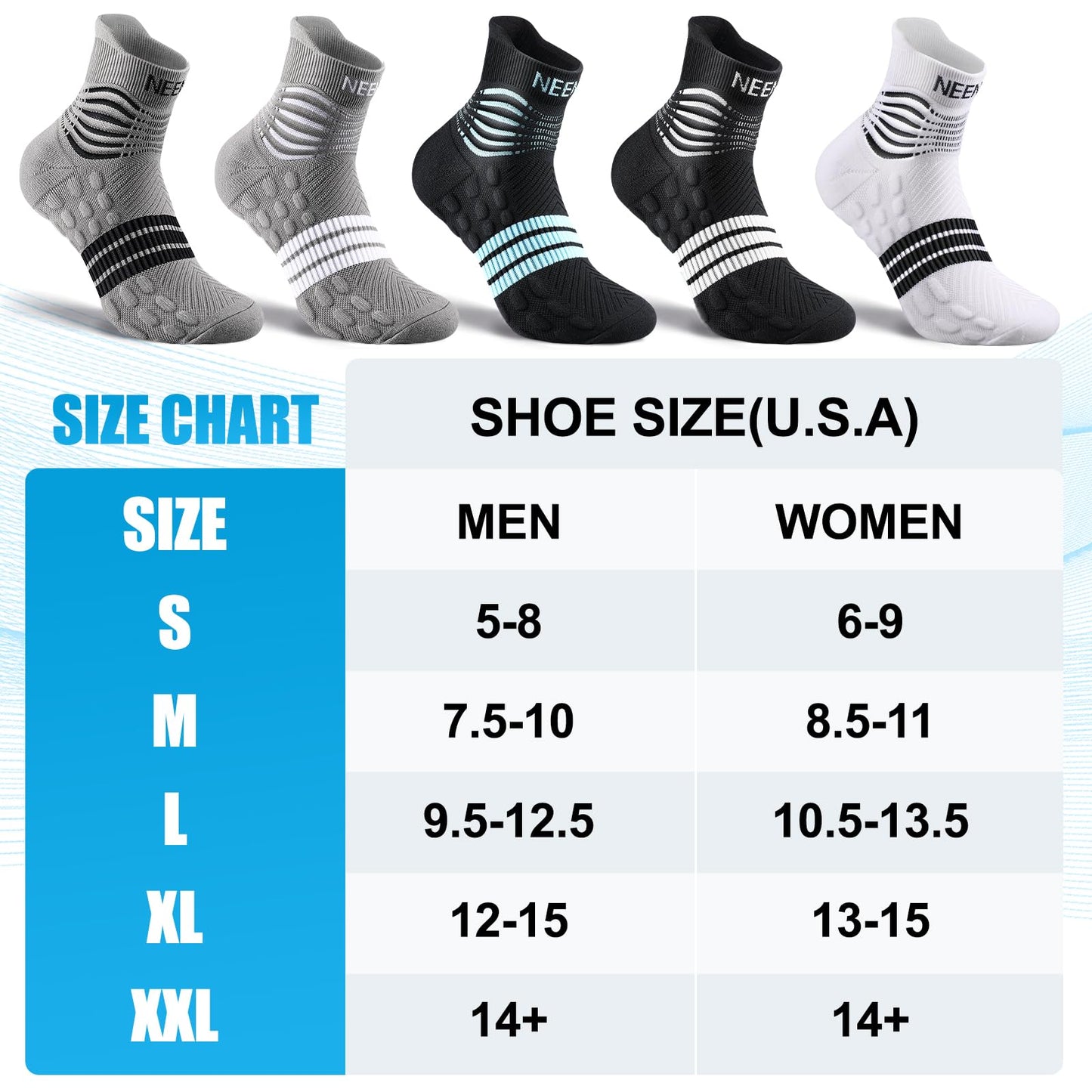 NEENCA Professional Compression Socks, Medical Ankle Socks with Patented Massage Dots for Pain Relief, Plantar Fasciitis, Women/Men Circulation, Swelling, Travel, Sports Protection. 1 Pair, 20-30 mmHg