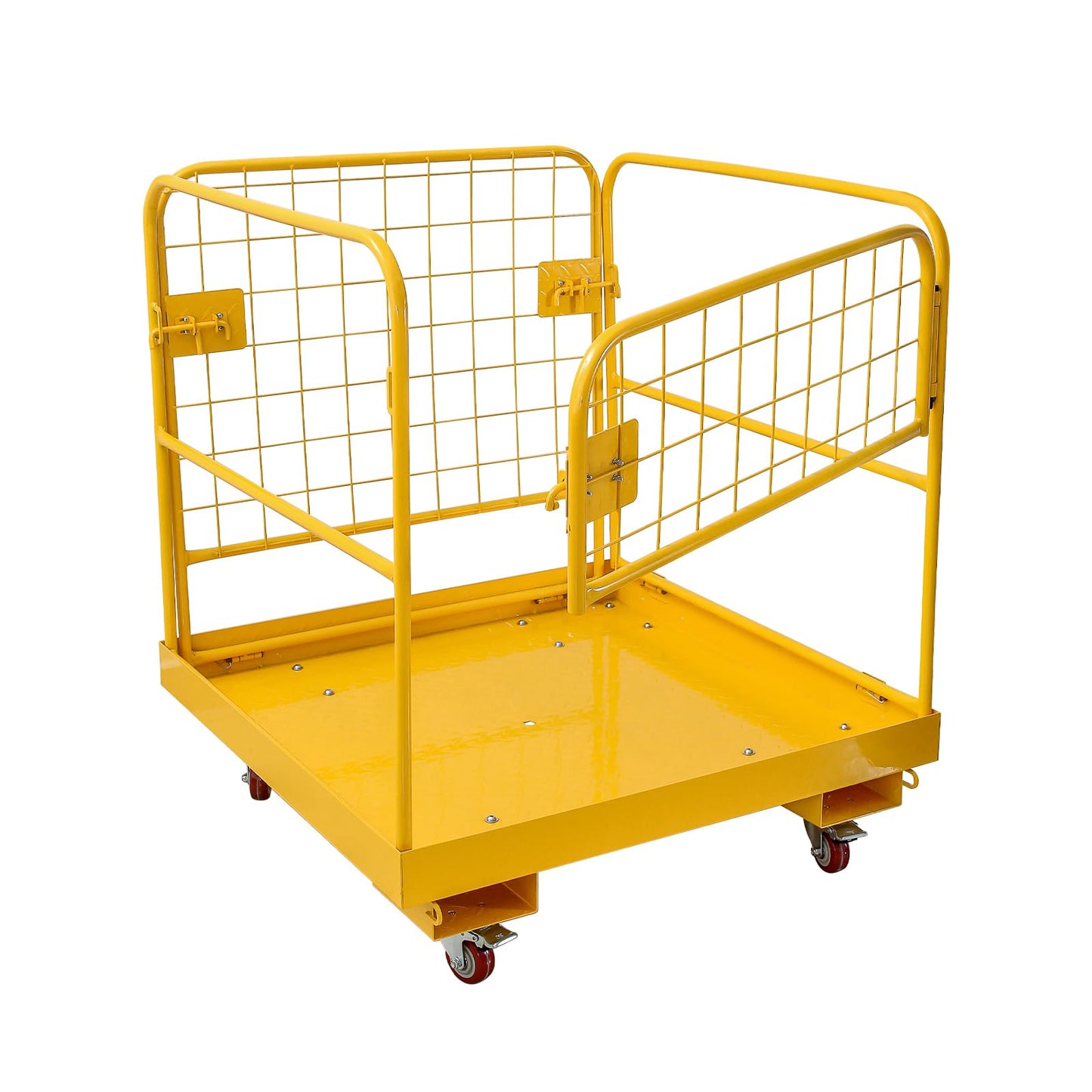 Migoda Forklift Safety Cage 36 x 36 inches, 1200 lbs Capacity Forklift Man Basket, Folding Work Platform with 4 Wheels, Collapsible Cage Lift Basket for Aerial Jobs