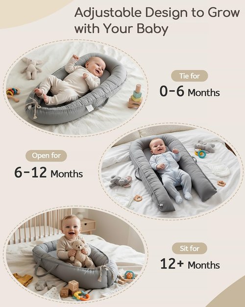 Baby Lounger - Pure Cotton Infant Lounger for Newborns 0-24 Months | Breathable & Portable Baby Nest