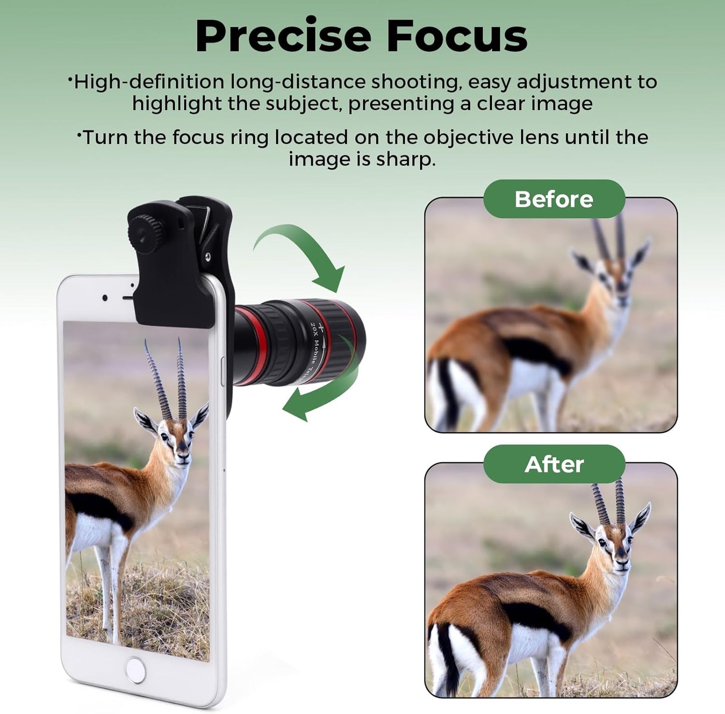 Acouto 20X Telephoto Lens for Smartphones - Black