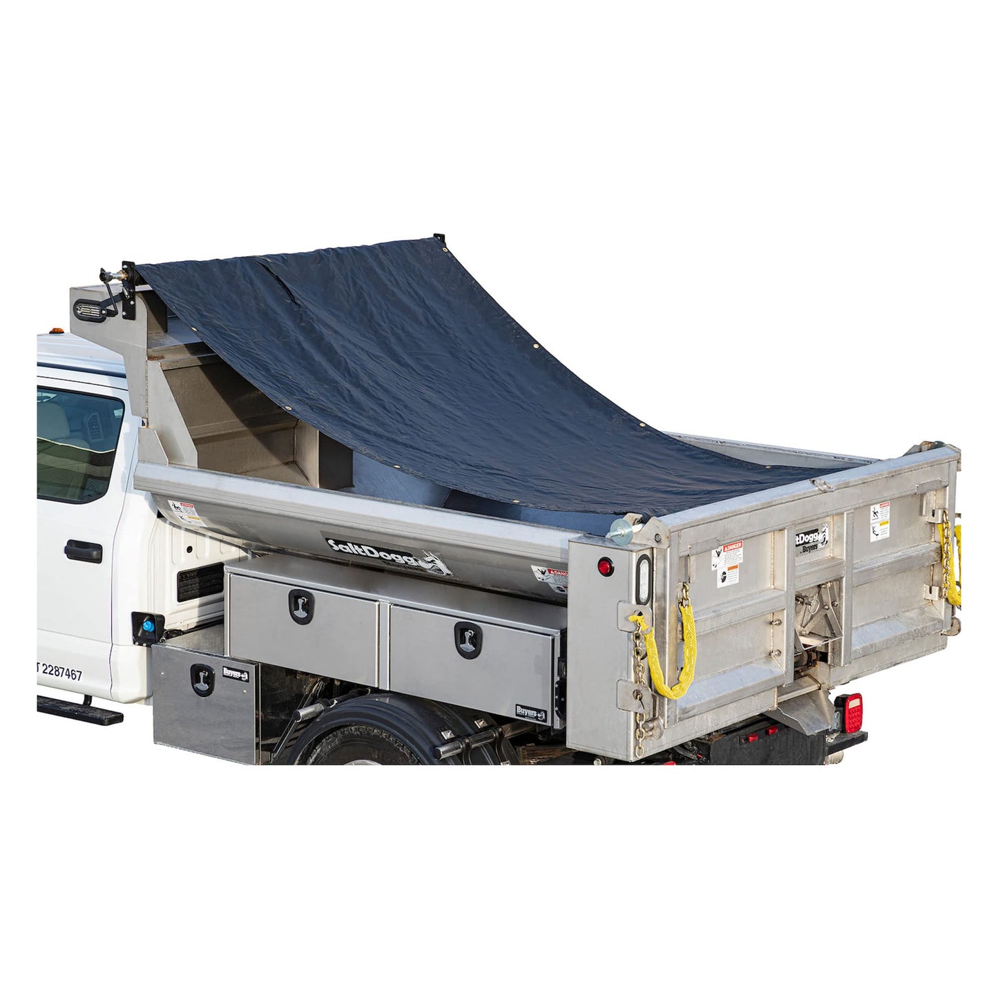 Buyers Products DTR7518 Aluminum Tarp System with Mesh Tarp, 7-1/2 x 18 Feet, Dump Body Tarp Kit, Heavy Duty Double-Stitched Hems, Brass Grommets, Telescoping Roller, Complete Hardware Included