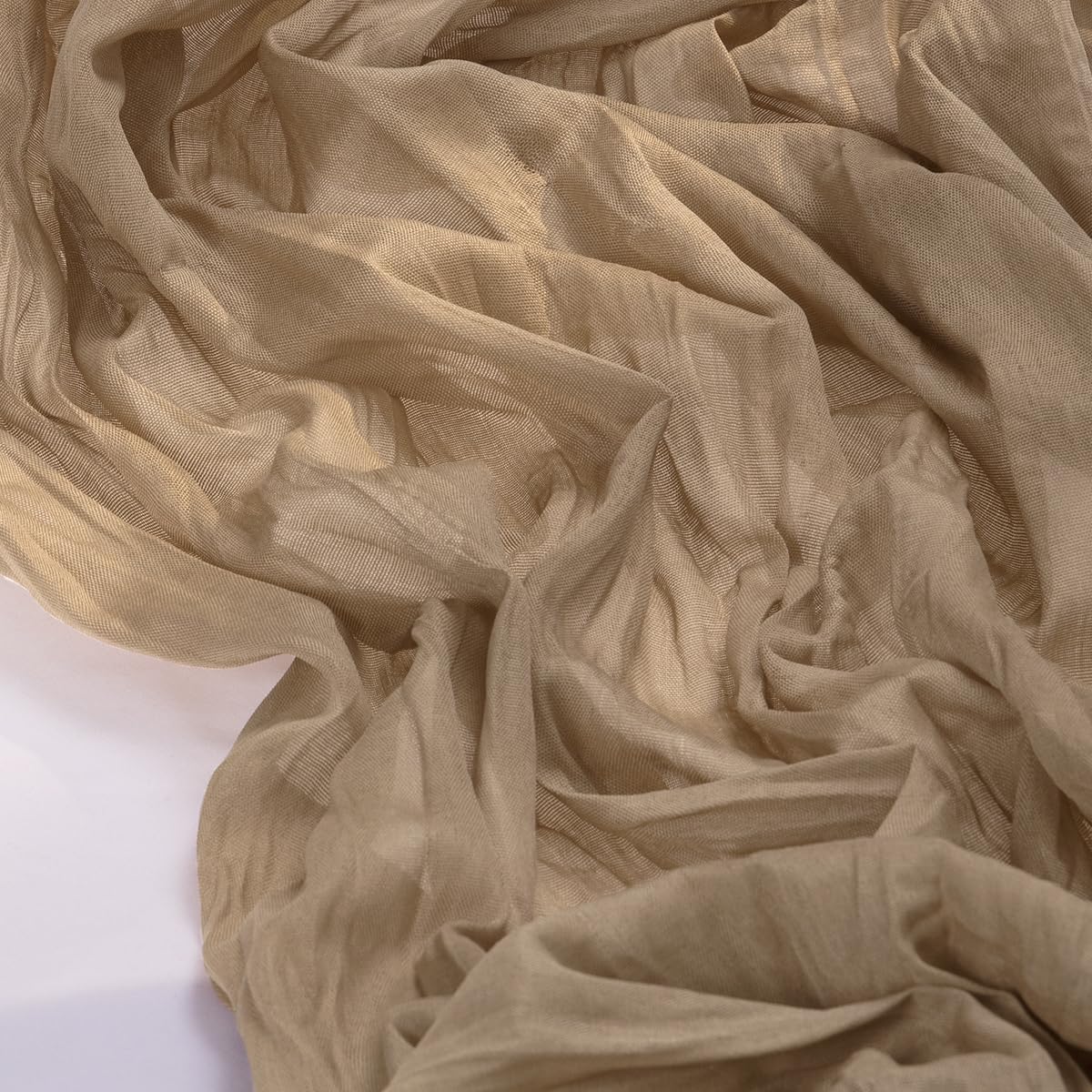 Socomi Cheesecloth Table Runner - 120 Inch Nude Brown Boho Style for Weddings & Events
