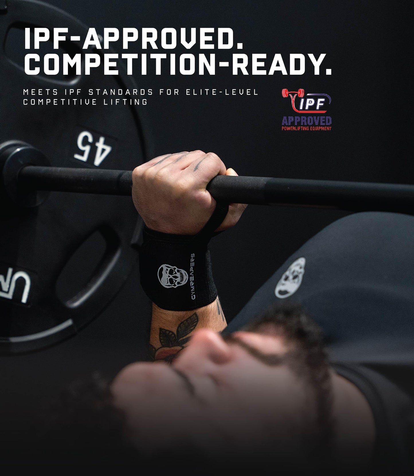 Gymreapers Weightlifting Wrist Wraps (Competition Grade) 18" Professional Quality Wrist Support with Heavy Duty Thumb Loop - Best Wrap for Powerlifting, Strength Training, Bodybuilding(Black,18")