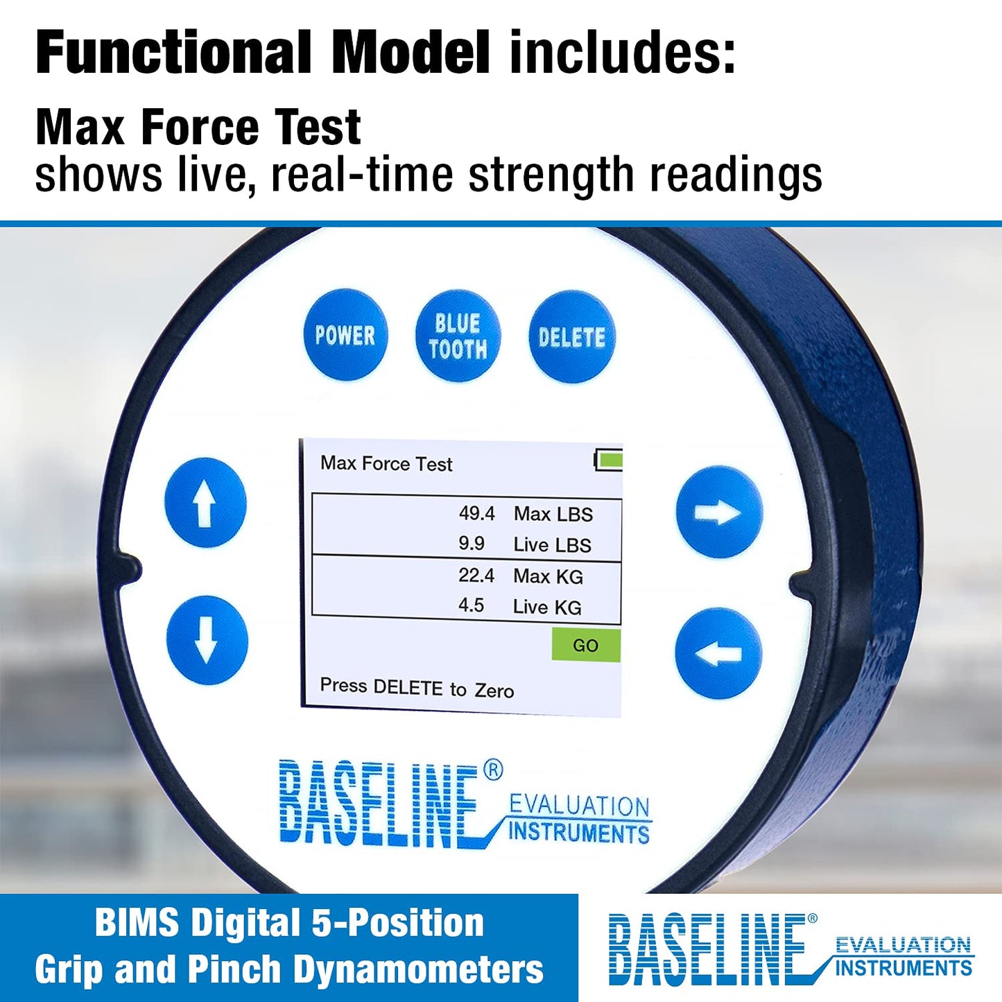 Baseline BIMS Digital 5-Position Hand Dynamometer for Grip Strength Testing and Evaluation