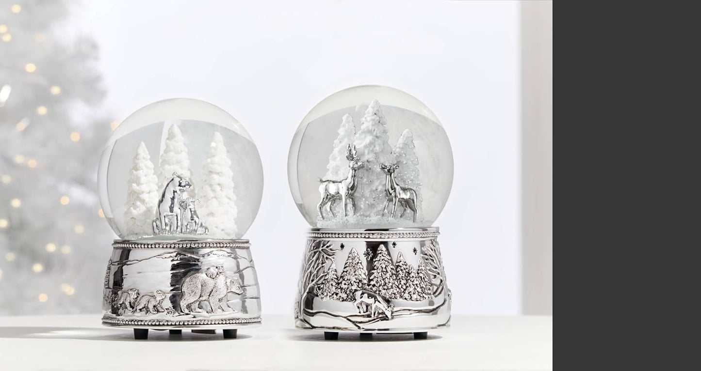Reed & Barton Musical Snow Globe - North Pole Bound Polar Bears | Silver-Plated Winter Decor (1 Piece)