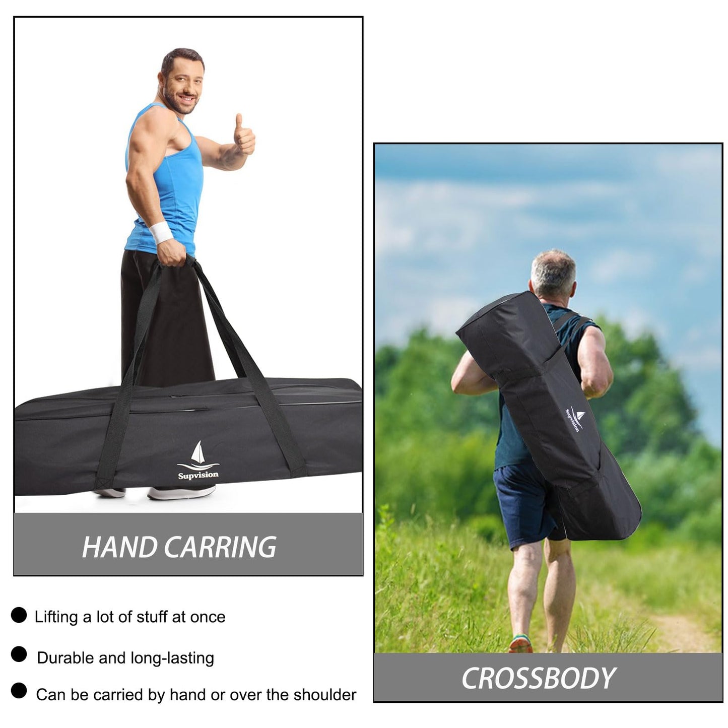 Supvision 37.4in Foldable Duffle Bag Fits Starting Blocks with an Overall Length of Less Than 35 Inches Extra Large Travel DuffelTote GymBag with Zippers and Handles Sports Oxford Cloth Bags