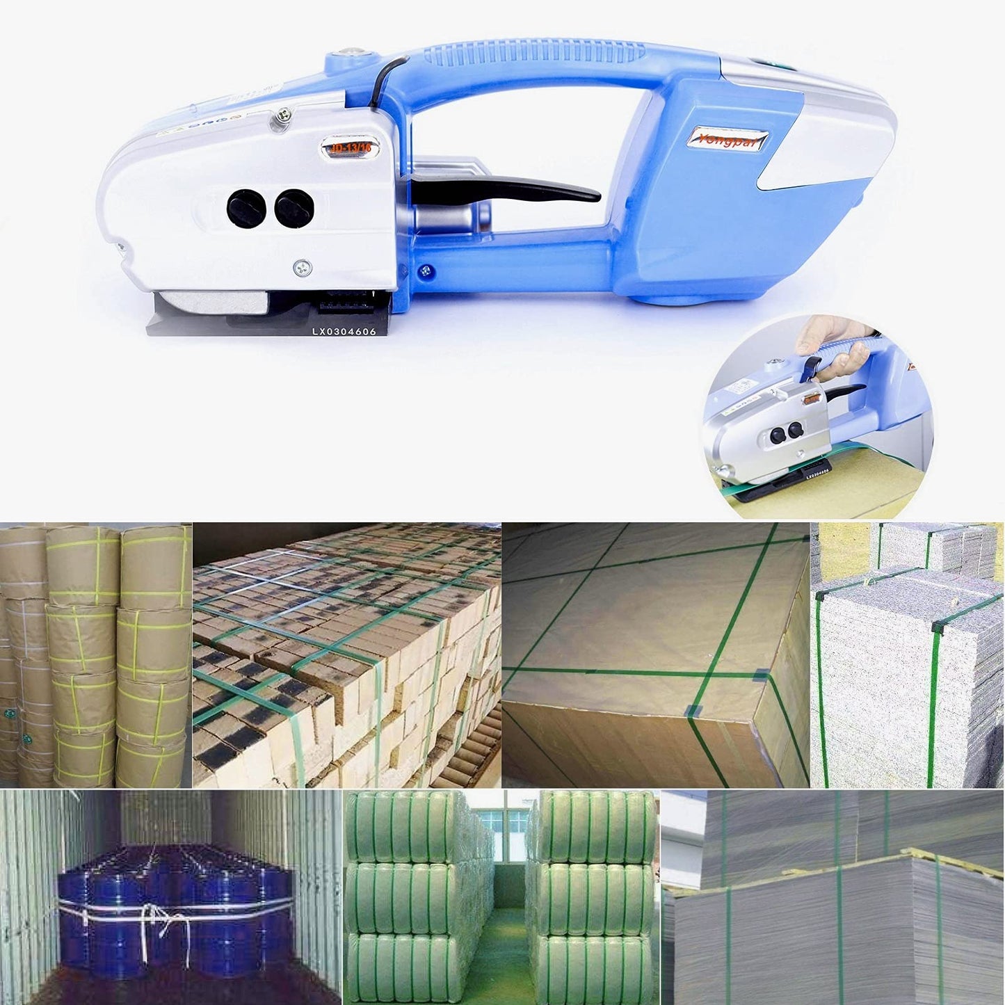 CAPTOK Electric Strapping Machine for 1/2-5/8 Inch Wide PP/PET Strap - Automatic Tool With 4000mAh Two Battery Hot Melting Box Pallet Packaging Baler Powered Banding Tools