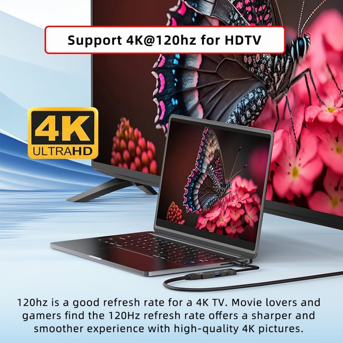 chenyang Hub,3 1 4K@120hz/USB 3.0 10Gbps/USB 100W USB C in USB C to HDMI PD Charging Multi-Port Adapter