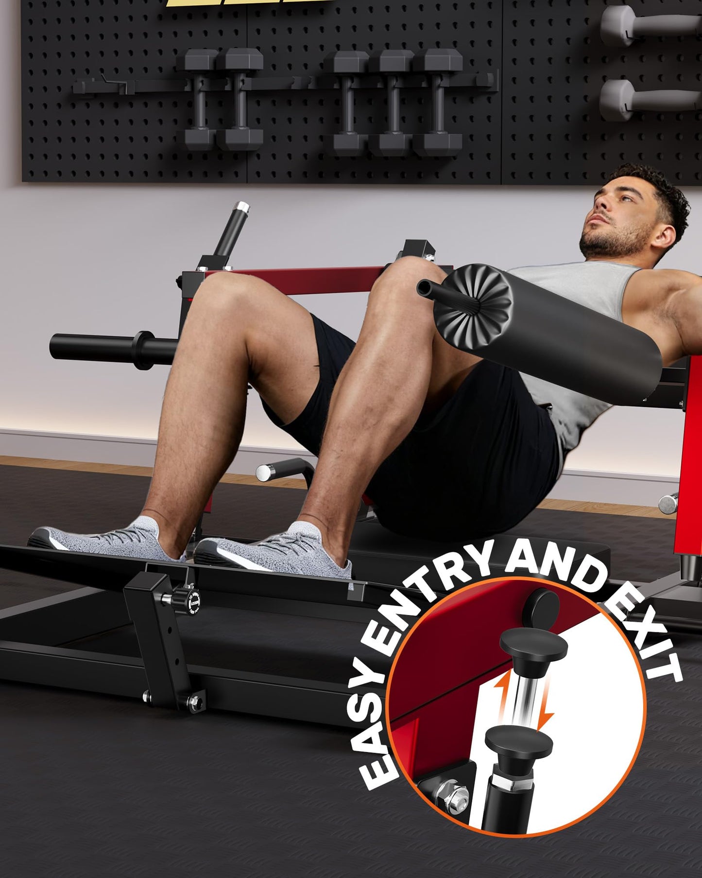 JELENS J-HT10 Hip Thrust Machine, 800LB Glute Bridge Machine with Weight Holder, Heavy Duty Plate-Loaded Butt Workout Equipment, Glute Trainer for Home Gym (Red, Hip Thrust Machine)