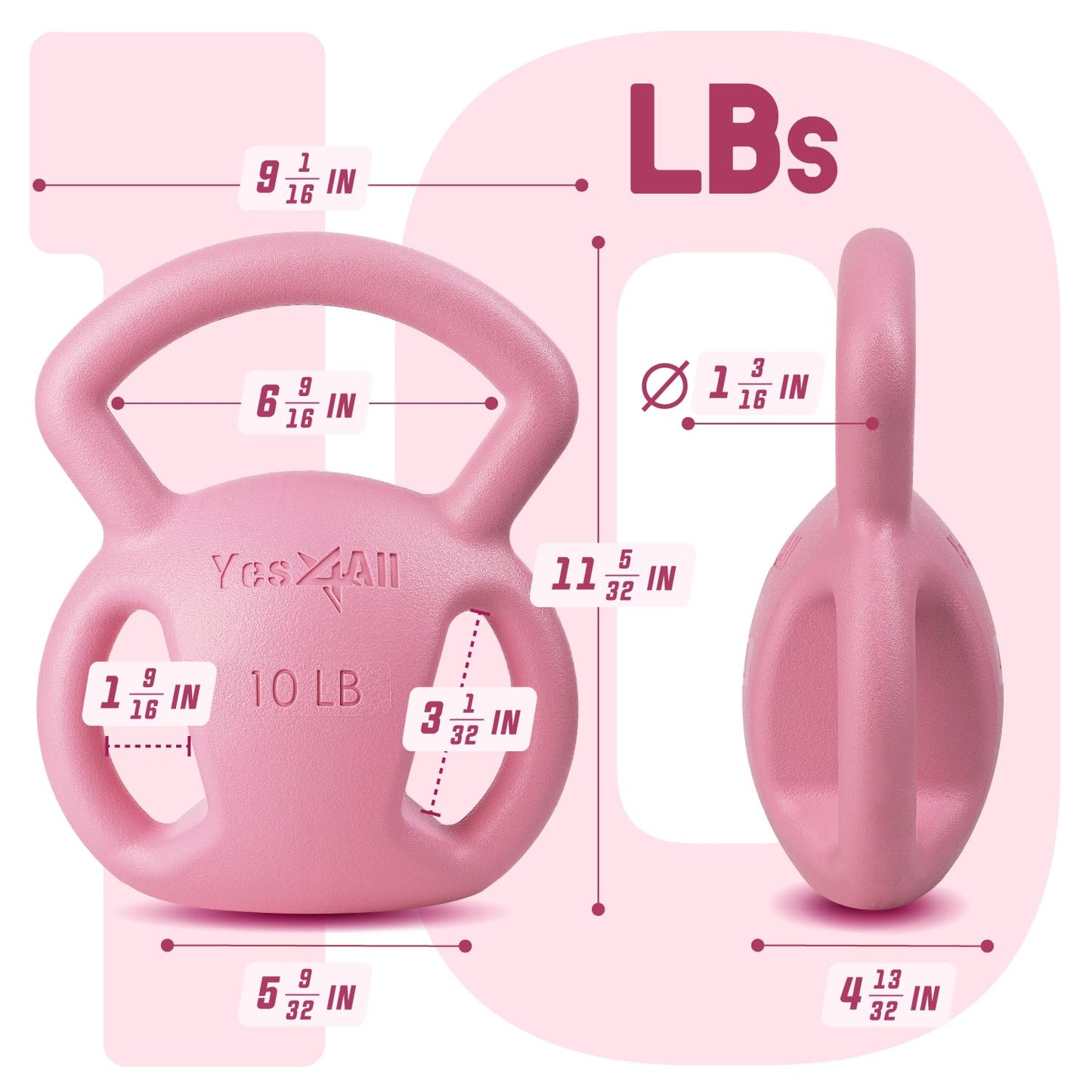 Yes4All Kettlebell Set, Strength Training Kettlebells for Women, Wide Multi-grip Textured Handle for Home Gym Exercises & Full Body Workout (10 + 15lbs)