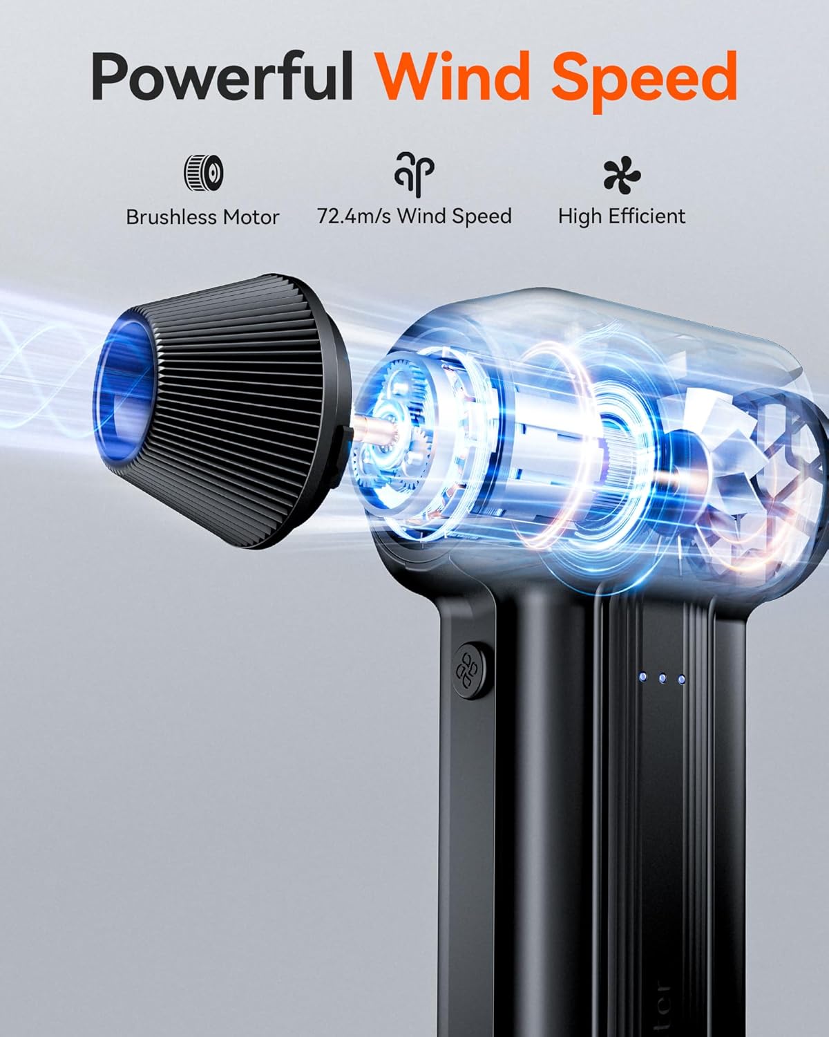 MF60 Duster-110000RPM 3-Speed 5 Nozzle WOLFBOX Compressed Air Super Power Electric Air Duster, Adjustable Rechargeable
